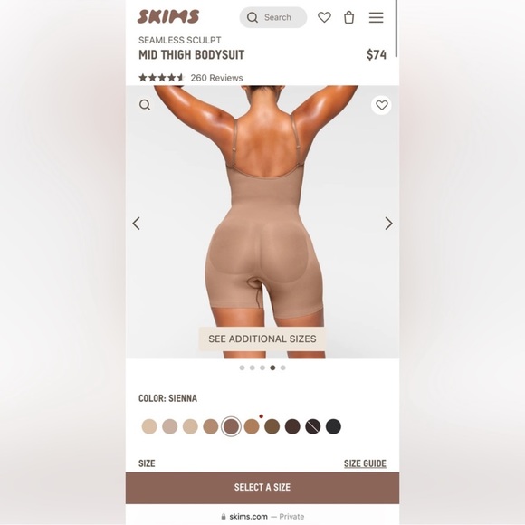 SKIMS sculpting body suit NWOT mid thigh - Picture 4 of 7